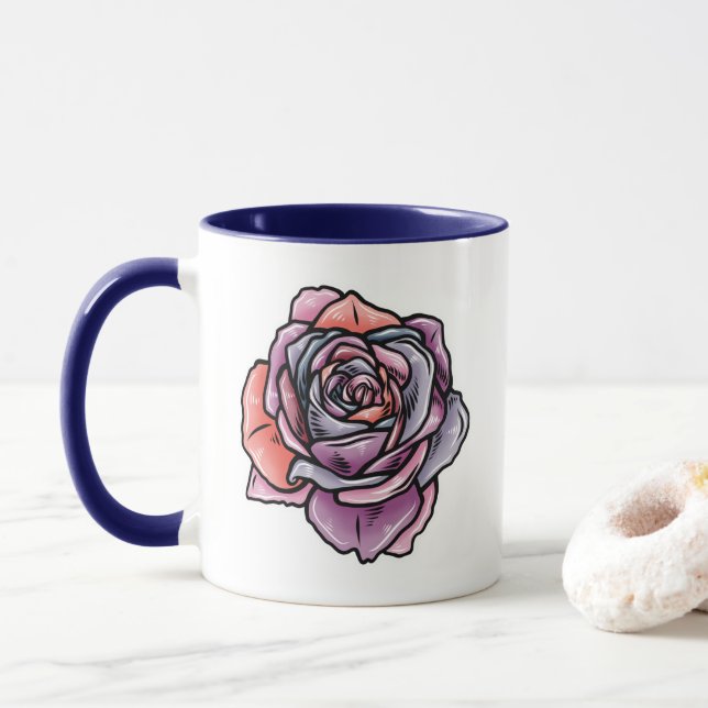 Caneca Flor Rosa colorido (Com Donut)