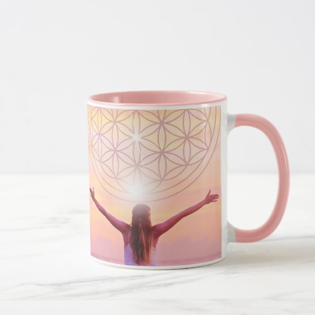 Caneca Flor rosa de Mug Vida - Design de Mulher Empoderad (Direita)