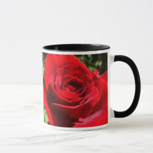 Caneca Flor Rosa vermelha Brilhante Floral