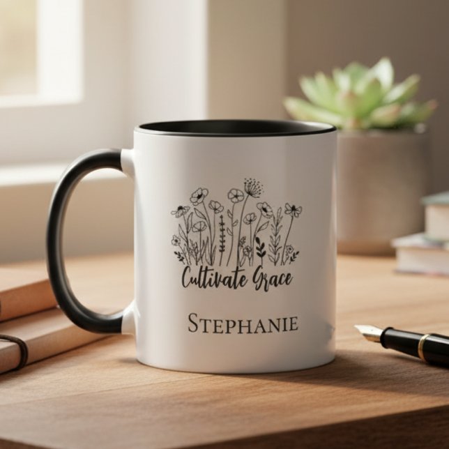 Caneca Flor Silvestre – Presente Significativo par (Inspirational wildflower personalized mug)