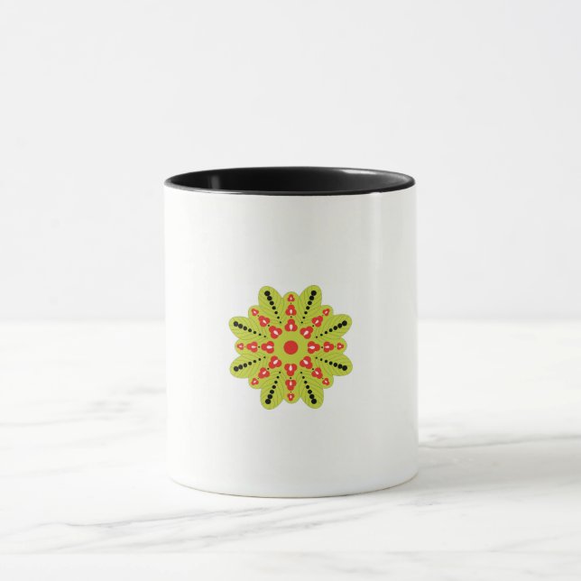 Caneca flor verde e vermelha com pontos pretos (Centro)