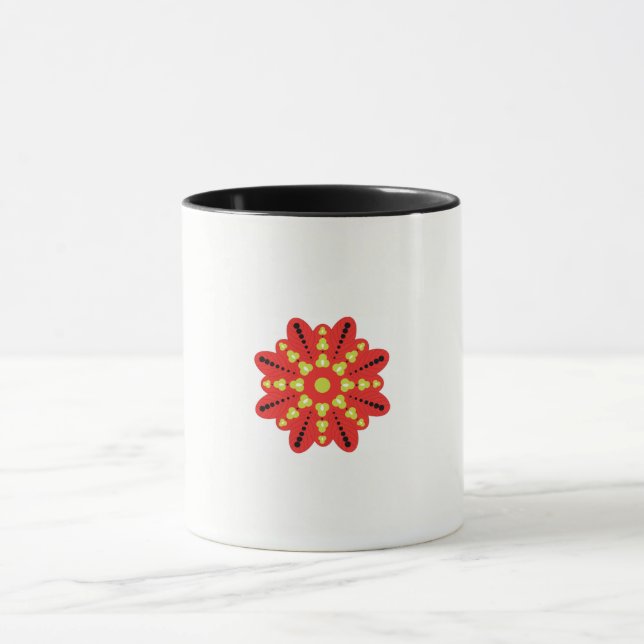 Caneca flor vermelha e amarela com pontos pretos (Centro)