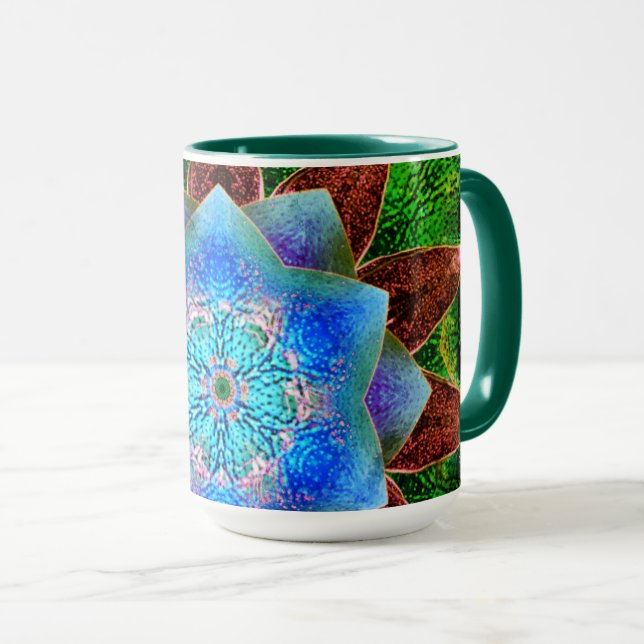 Caneca Flor virtual avermelhada ou rústica (Frente Esquerda)