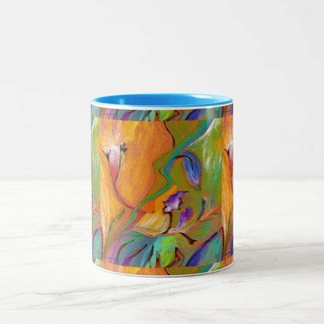 CANECA floral abstrata colorida (Centro)