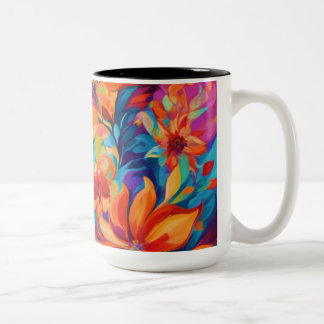 Caneca Floral Abstrato vibrante