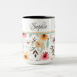 Caneca Floral Amarela rosa
