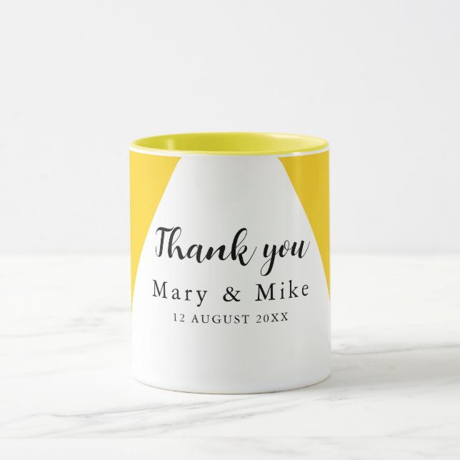 Caneca Floral Amarelo Elegante Obrigado Combo Mug Cerâmic (Centro)