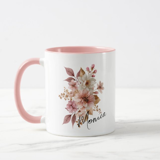 Caneca Floral Aquarela Personalizada (Esquerda)