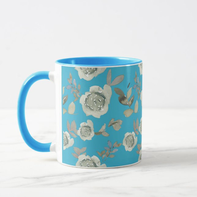 Caneca Floral Azul Claro (Esquerda)