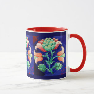 Caneca FLORAL, azul rosa verde