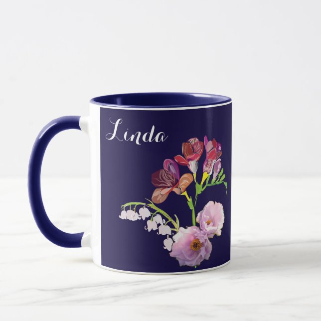 Caneca Floral Blue Mug w/Name (Esquerda)