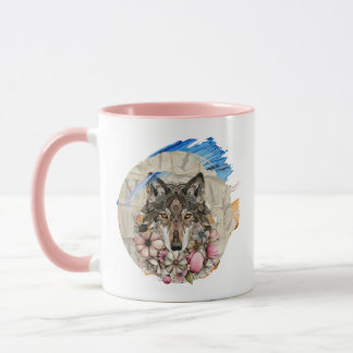 Caneca Floral Boho Wolf with Paint Accents 📄 Descriptio