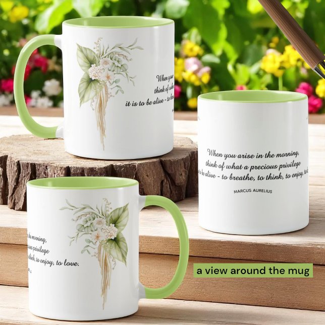 Caneca Floral Borders Life Cote Modelo (template mug all around view)