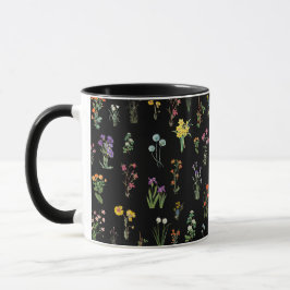 Caneca Floral Botânico Preto de Flor Selvagem