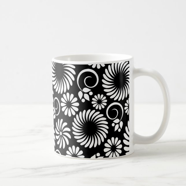 caneca floral branca e preta (Direita)