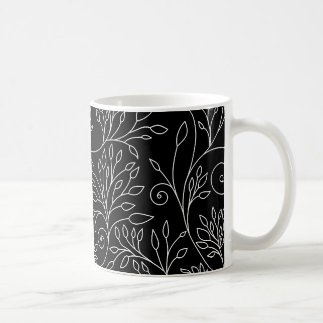 Caneca floral branca e preta (Direita)