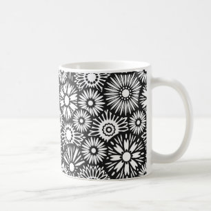 caneca floral branca e preta