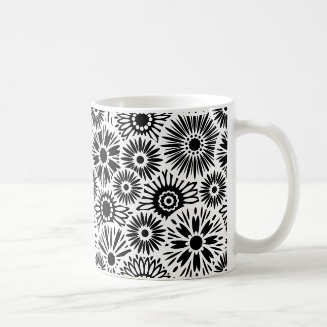 caneca floral branca e preta (Direita)