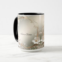 Caneca Floral Branca Ornamentada