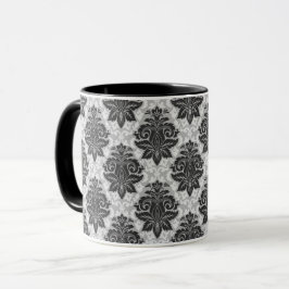 Caneca Floral branco-preto