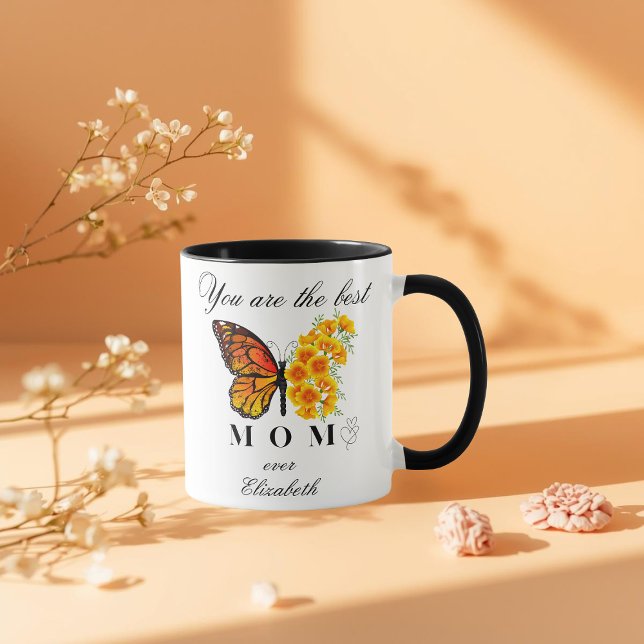 Caneca Floral Butterfly Mother's Day Personalized Mug (Criador carregado)