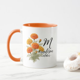 Caneca Floral Calêndula Dourada — Edição Madison