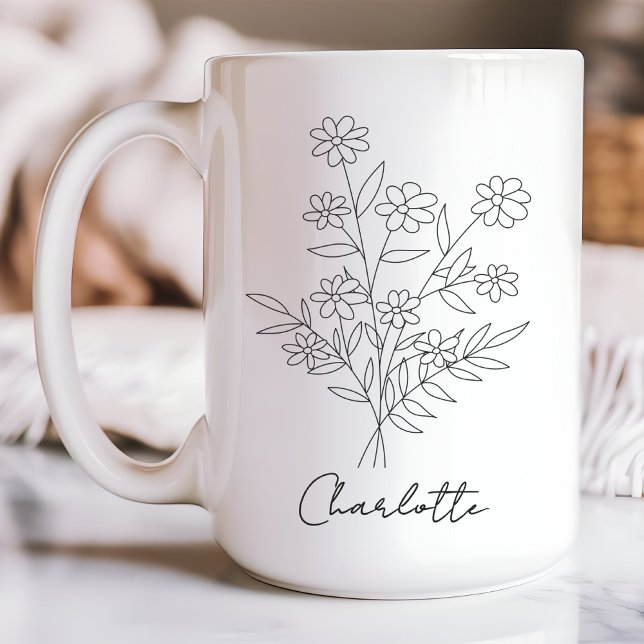 Caneca floral, caneca personalizada, Dia de as mãe (personalized name mug, Mother’s Day mug, gift for mom, gift for new mom, birthday gift mug, mom gift)