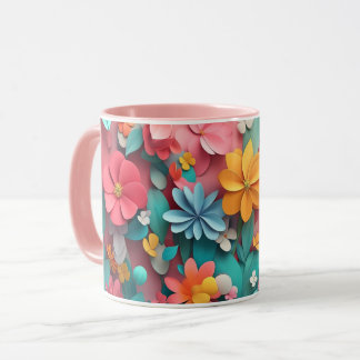 Caneca Floral com Flores Botânicas Coloridas, Pres