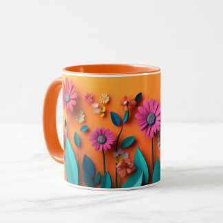 Caneca Floral com Flores Botânicas Coloridas, Pres