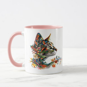 Caneca Floral com Rosto de Gato – Design Encantado