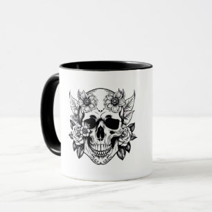 Caneca Floral Crânio Mug