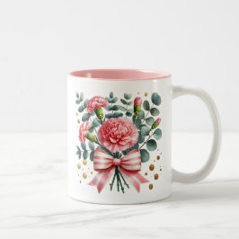 Caneca Floral Cravo Rosa, Xícara de Café Floral