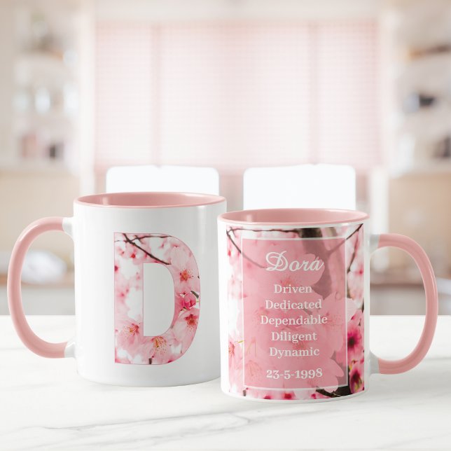 Caneca Floral D Initial Mug | Personalized Name & Traits  (Criador carregado)