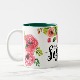 Caneca floral da irmã da aguarela colorida bonita