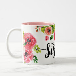 Caneca floral da irmã da aguarela colorida bonita