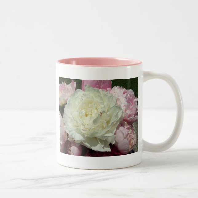 Caneca floral das peônias cor-de-rosa da peônia (Direita)