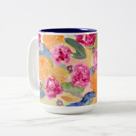 Caneca floral de aquarela