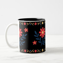 Caneca Floral De Dois Tons