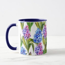Caneca Floral de Hyacinth Azul e Púrpura
