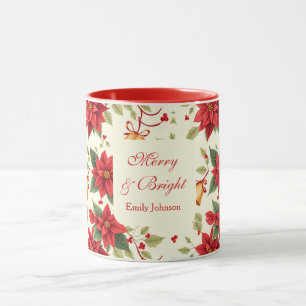 Caneca Floral de Natal Retro Personalizado