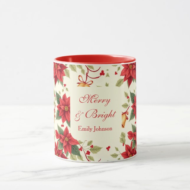 Caneca Floral de Natal Retro Personalizado   (Centro)