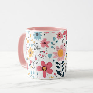 Caneca Floral de Prado de Flor Selvagem Cheio