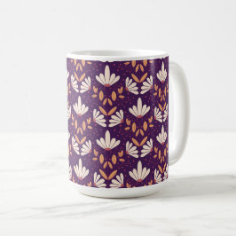 Caneca floral de sonho de margarida branca e roxa