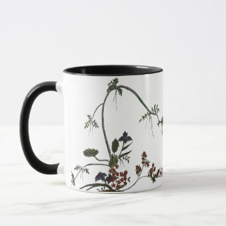 caneca floral de trabalho de arte japonês