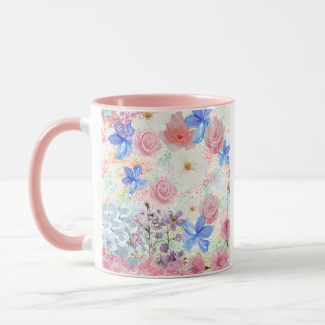 Caneca Floral de Watercolor - Romântica e Girly (Esquerda)