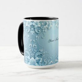 Caneca Floral Decorativa Azul