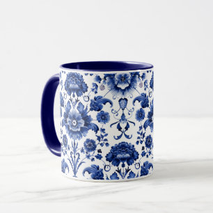 Caneca Floral Delft Blue