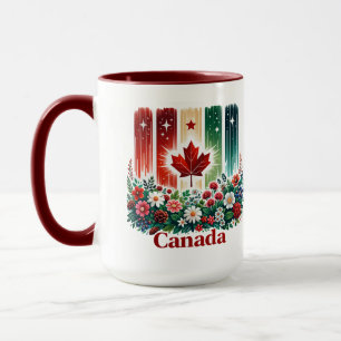 Caneca Floral Dia do Canadá Fofo Canadense