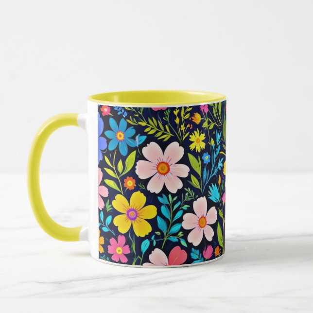 Caneca Floral Digital Painting Flowers Pattern-38875 (Esquerda)