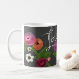 Caneca floral do AMOR do quadro